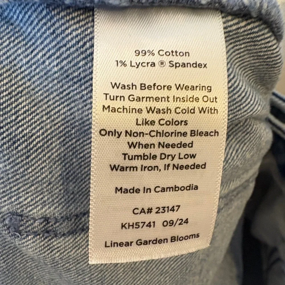 Talbots‎ Slim Ankle Jean in Linear Garden Blooms Floral Blue Denim Size 10P
